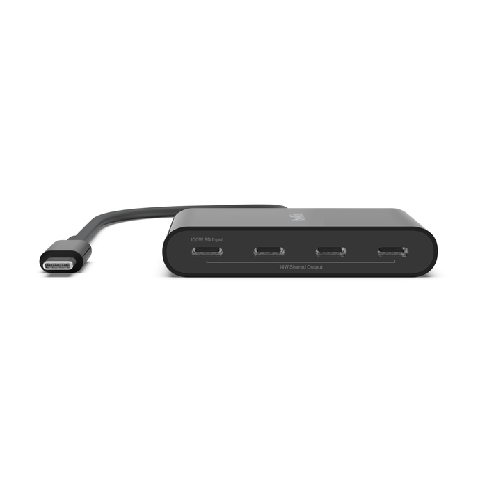 Universal 4 Port Multi USB Hub- Black