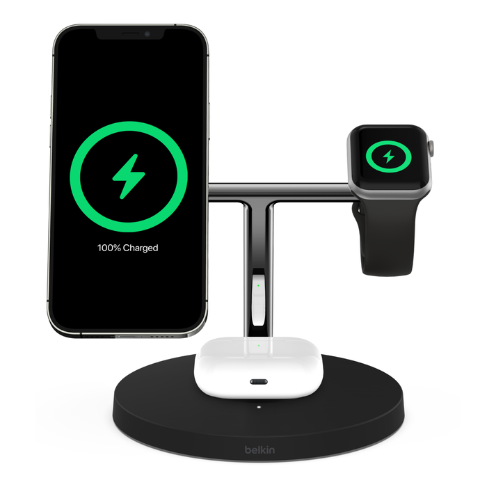 Belkin BoostCharge Pro 2-in-1 Fast Wireless Charging Pad  Compatible with iPhone, AirPods, and MagSafe Devices - Black : Everything  Else
